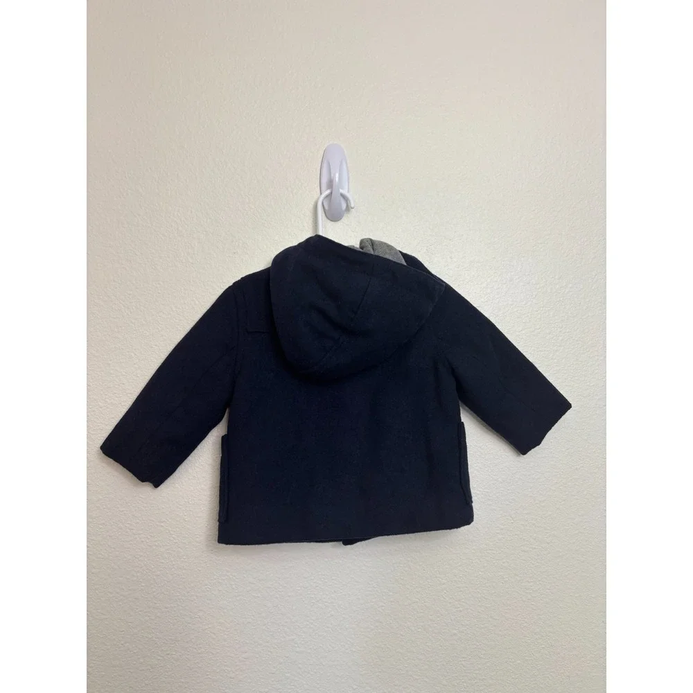 Baby Gap Girl Boy  Navy Peacoat Hood Toggle Snap  Wool Blend  12-18 mo Preppy